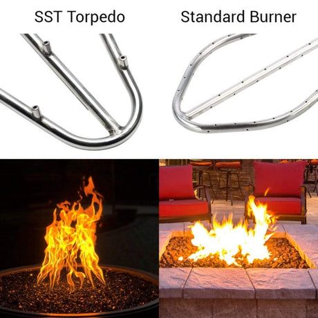 HPC | 24" x 12" Rectangle H-Burner Bowl Pan - Push Button Flame Sensing Ignition Fire Pit Insert with Small Tank