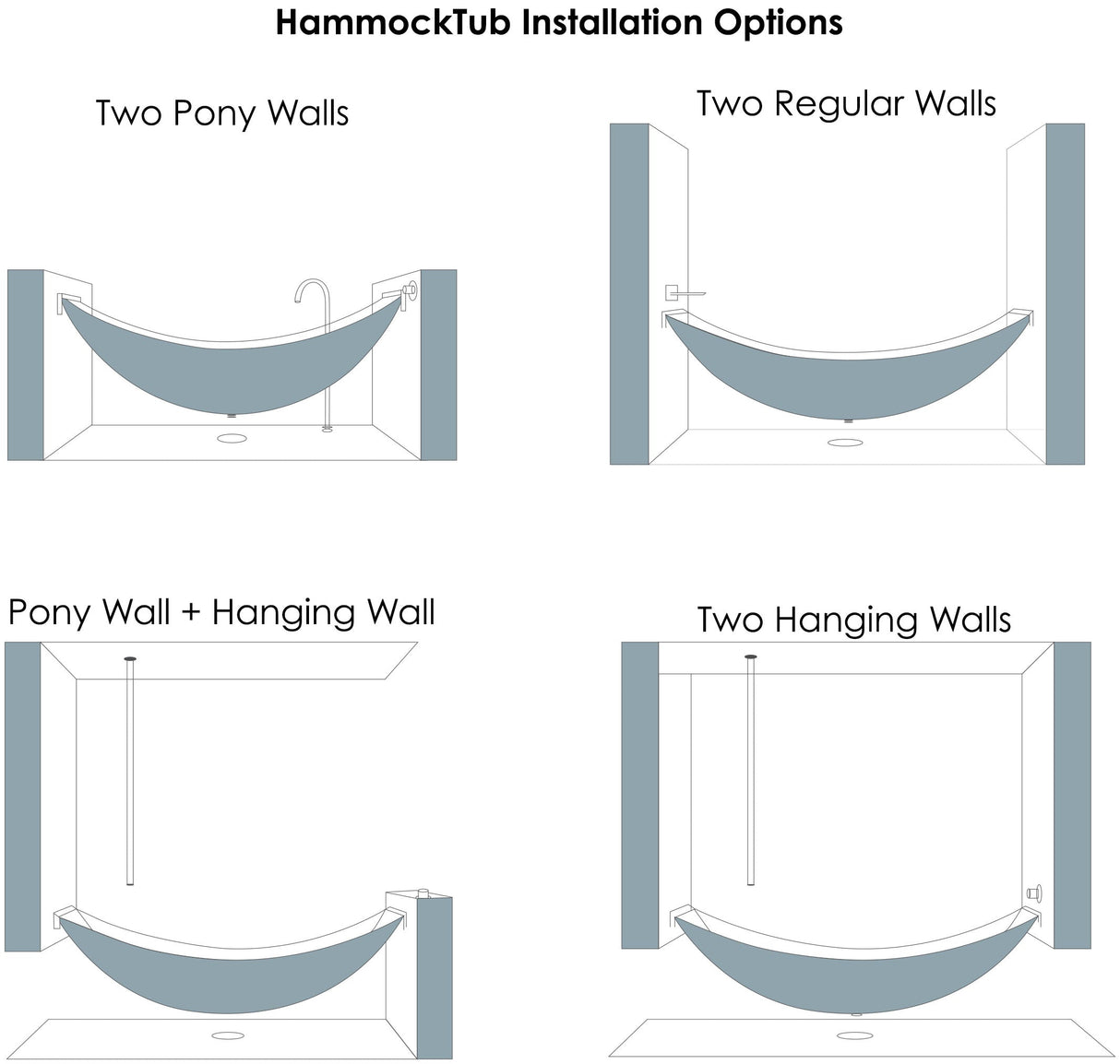 ALFI |  HammockTub1-WM White Matte 79" Acrylic Suspended Wall Mounted Hammock Bathtub