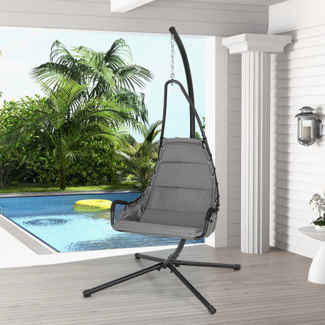 Costway | Hanging Chair with Stand and Extra Large Padded Seat