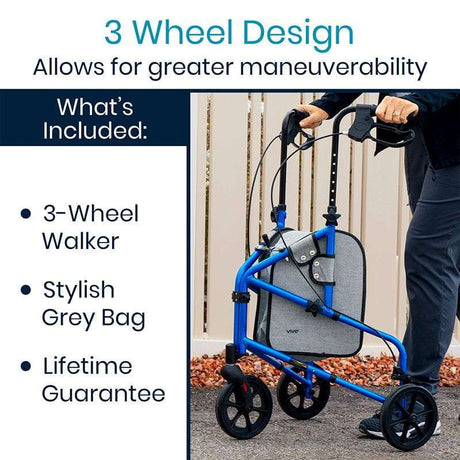 3 Wheel Walker Rollator - Lightweight Foldable Walking Transport