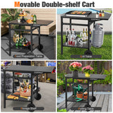 Costway | Movable Outdoor Grill Cart with Folding Tabletop and Hooks