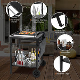 Costway | Movable Outdoor Grill Cart with Folding Tabletop and Hooks