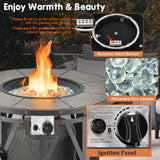 Costway | 32 Inch 30000BTU Fire Pit Table with Fire Glasses and PVC Cover