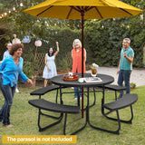 Costway | 8-Person Outdoor Picnic Table and Bench Set with Umbrella Hole