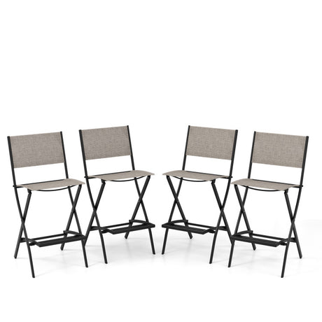 Costway | Outdoor Folding Bar Height Stool Set of 4 with Metal Frame and Footrest