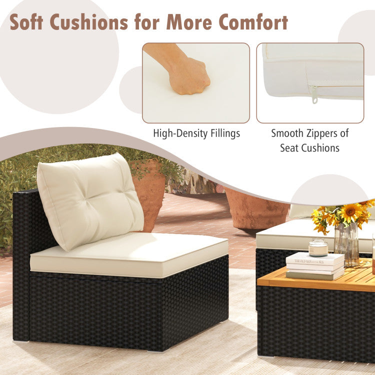 Costway | 5 Piece Outdoor Furniture Set with Solid Tabletop and Soft Cushions