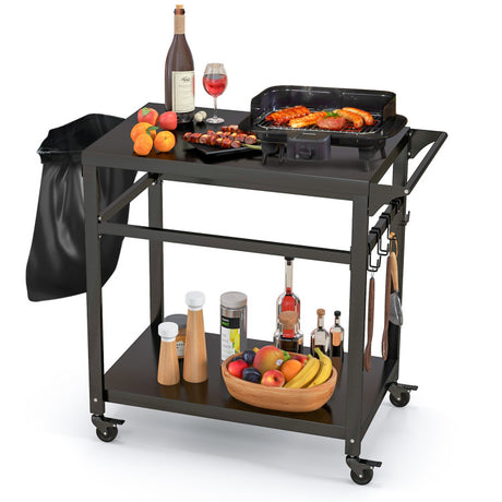 Costway | Double-Shelf Movable BBQ Cart with 4 Lockable Wheels