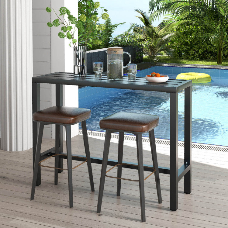 Costway | 48/55 Inch Outdoor Bar Table with Waterproof Top and Heavy-duty Metal Frame
