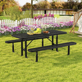 Costway | Outdoor Picnic Table and Bench Set for 8 Person with Seats and Mesh Grid