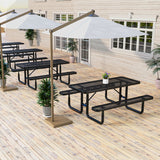 Costway | Outdoor Picnic Table and Bench Set for 8 Person with Seats and Mesh Grid