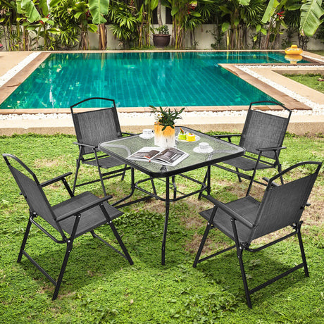 Costway | Patio Dining Set for 4 with Umbrella Hole