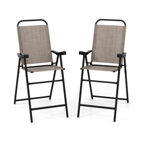 Costway | Patio Folding Bar Stool Set of 2 with Metal Frame and Footrest