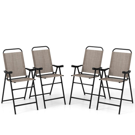 Costway | Patio Folding Bar Stool Set of 4 with Metal Frame and Footrest