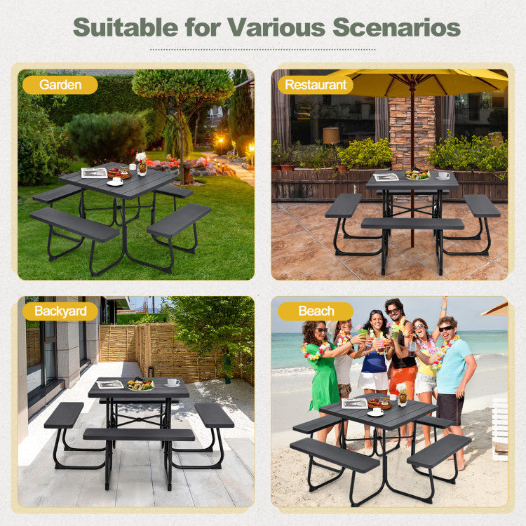 Costway | Outdoor Picnic Table with 4 Benches and Umbrella Hole