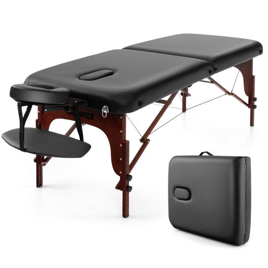 Costway | Folding Massage Table with Height-adjustable Beech Wood Frame
