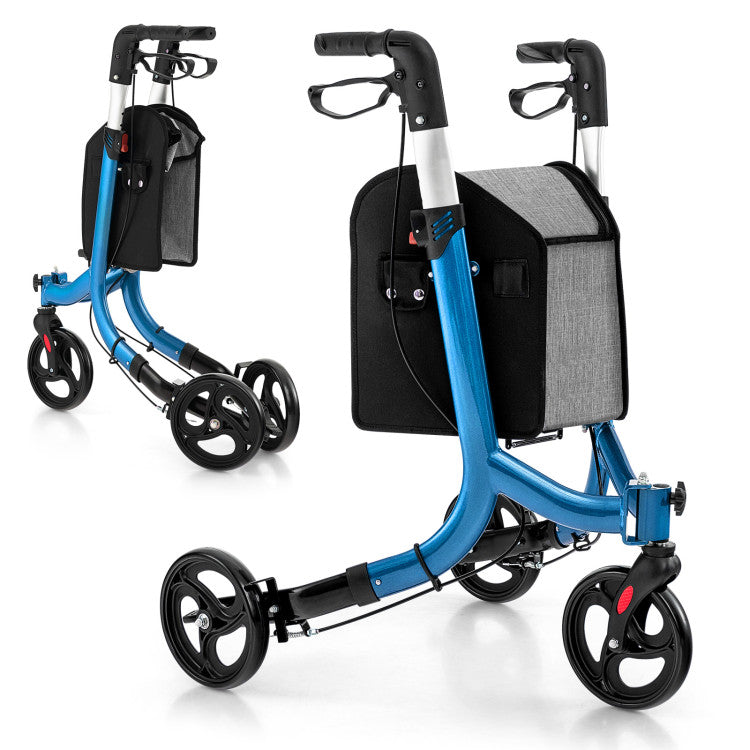 Costway | 3 Wheel Rollator Walker Aluminium Foldable Mobility Aid Walker with Adjustable Handle