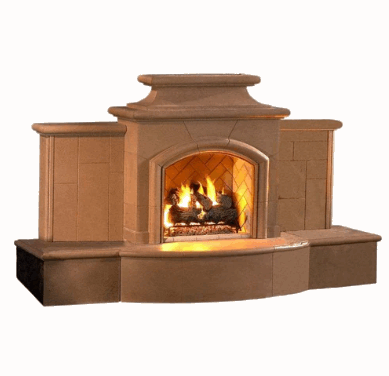 American Fyre Designs | 113" Grand Mariposa Vented Gas Fireplace with Extended Bullnose Hearth