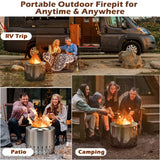 Costway | Smokeless Stainless Steel Fire Pit with Ash Pan for Yard Camping