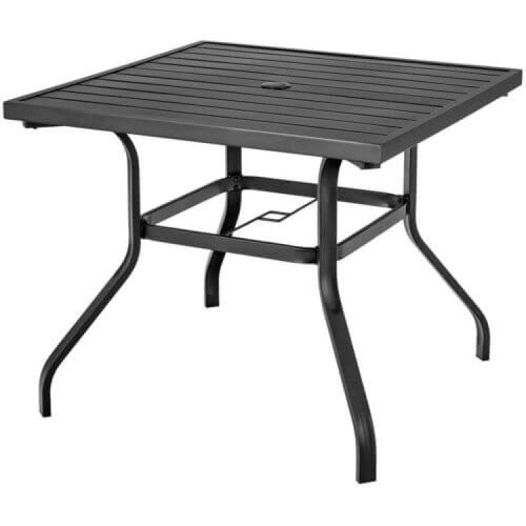 Costway | 37 Inch Square Patio Dining Table with Umbrella Pole Hole