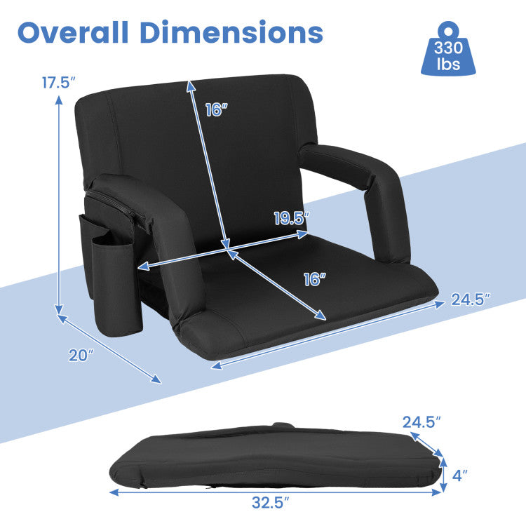 Costway | Stadium Seat for Bleachers with Back Support 6 Adjustable Positions