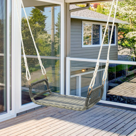 Costway | Wicker Porch Swing Seat with Cozy Armrests