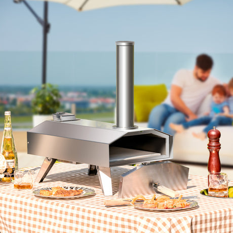 Costway | Portable Stainless Steel Outdoor Pizza Oven with 12 Inch Pizza Stone