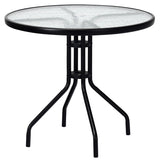 Costway | 32 Inch Outdoor Patio Round Tempered Glass Top Table with Umbrella Hole