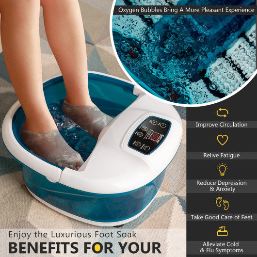 Costway | Foot Spa Tub with Bubbles and Electric Massage Rollers for Home Use