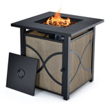 Costway | 25 Inch 40000 BTU Propane Fire Pit Table with Lid and Fire Glass