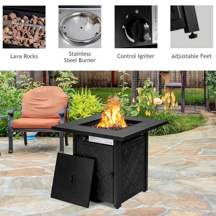 Costway | 28 Inch Propane 50,000 BTU Patio Square Gas Fireplace with Lava Rock