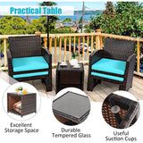 Costway | 5 Pieces Patio Rattan Furniture Set with Ottoman and Tempered Glass Coffee Table
