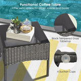 Costway | 8 Pieces Patio Wicker Conversation Set with 2 Coffee Tables and 2 Ottomans