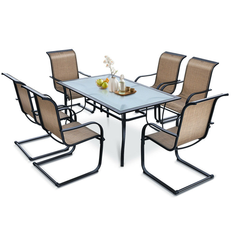 Costway | 60 x 38 Inch Rectangular Patio Dining Table with 1.6 Inch Umbrella Hole