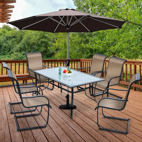 Costway | 60 x 38 Inch Rectangular Patio Dining Table with 1.6 Inch Umbrella Hole