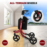 Costway | 3 Wheel Rollator Walker Aluminium Foldable Mobility Aid Walker with Adjustable Handle