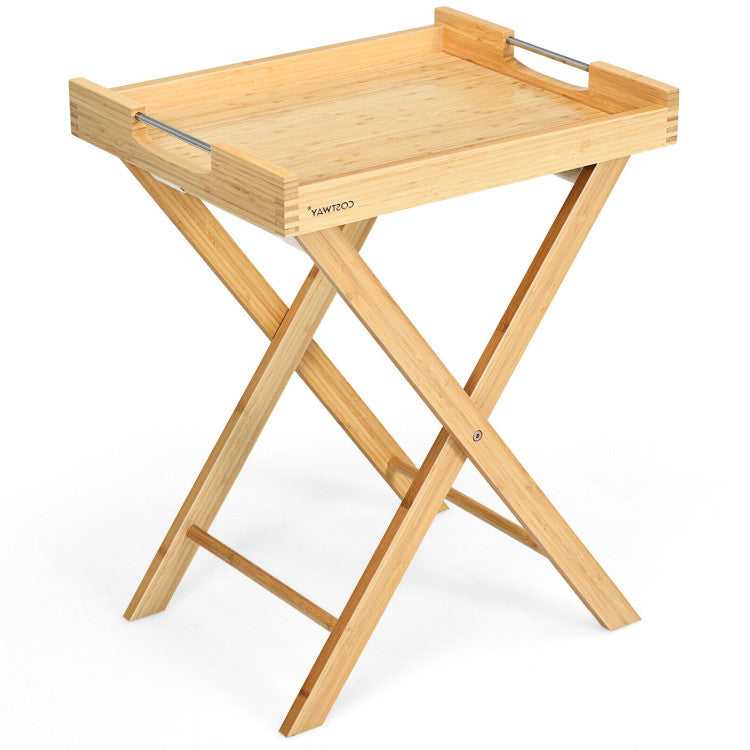 Costway | Bamboo Lipped Multi-Functional Snack Side Table