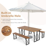 Costway | 6-Person Outdoor Patio Dining Table Set with 2 Inch Umbrella Hole