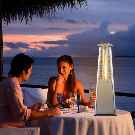 Costway | 9500 BTU Portable Stainless Steel Tabletop Patio Heater with Glass Tube