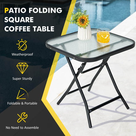 Costway | 18 Inch Square Patio Bistro Table with Rustproof Frame