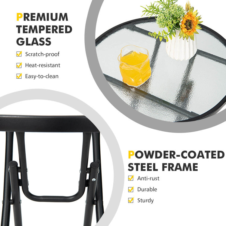Costway | Patio Side Table with Tempered Glass Tabletop