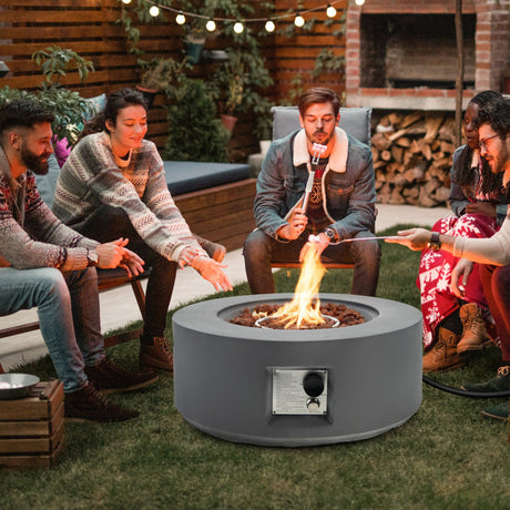 Costway | 27.5 Inch Round Gas Fire Pit Table with Adjustable Flame