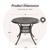 Costway | 36 Inch Patio Round Dining Bistro Table with Umbrella Hole