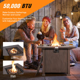 Costway | 32 Inch 50,000 BTU Square Fire Pit Table with Lid and Lava Rocks