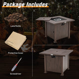 Costway | 32 Inch 50,000 BTU Square Fire Pit Table with Lid and Lava Rocks