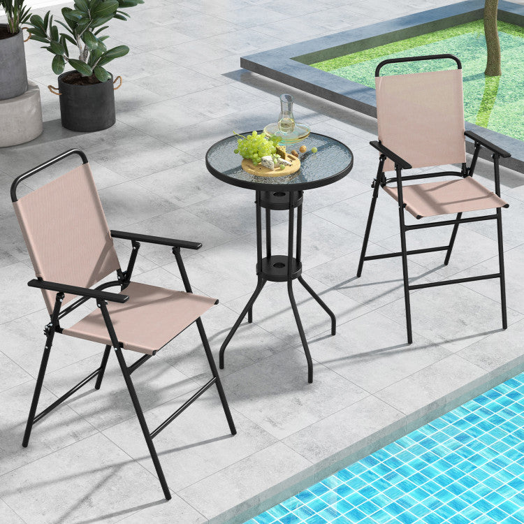 Costway | 3 Pieces Outdoor Bistro Set with 2 Folding Chairs