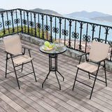 Costway | 3 Pieces Outdoor Bistro Set with 2 Folding Chairs
