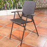 Costway | Set of 4 Folding Rattan Bar Chairs with Footrests and Armrests for Outdoors and Indoors