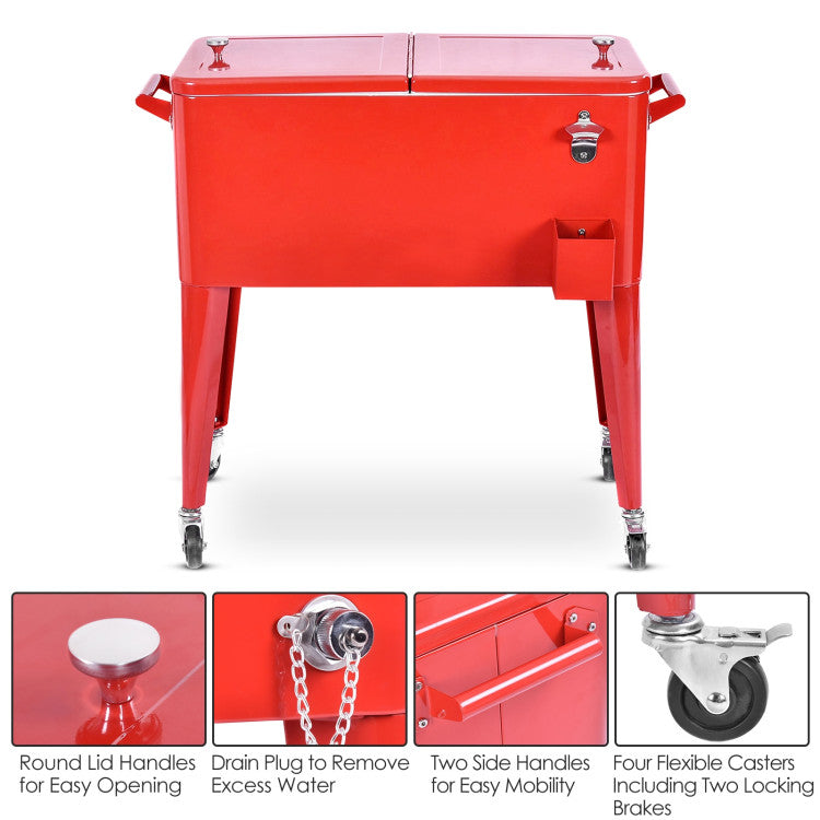 Costway | Red Portable Outdoor Patio Cooler Cart