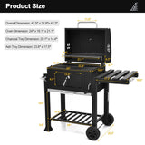 Costway | Outdoor Portable Charcoal Grill with Side Table