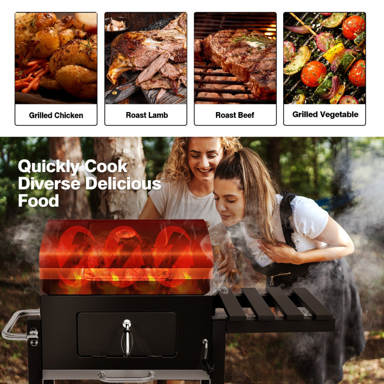 Costway | Outdoor Portable Charcoal Grill with Side Table